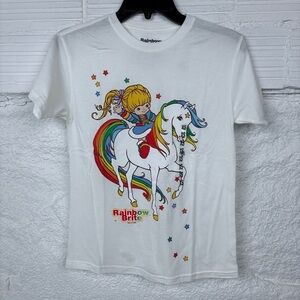 NWOT Rainbow brite white rainbow horse graphic shirt size XS